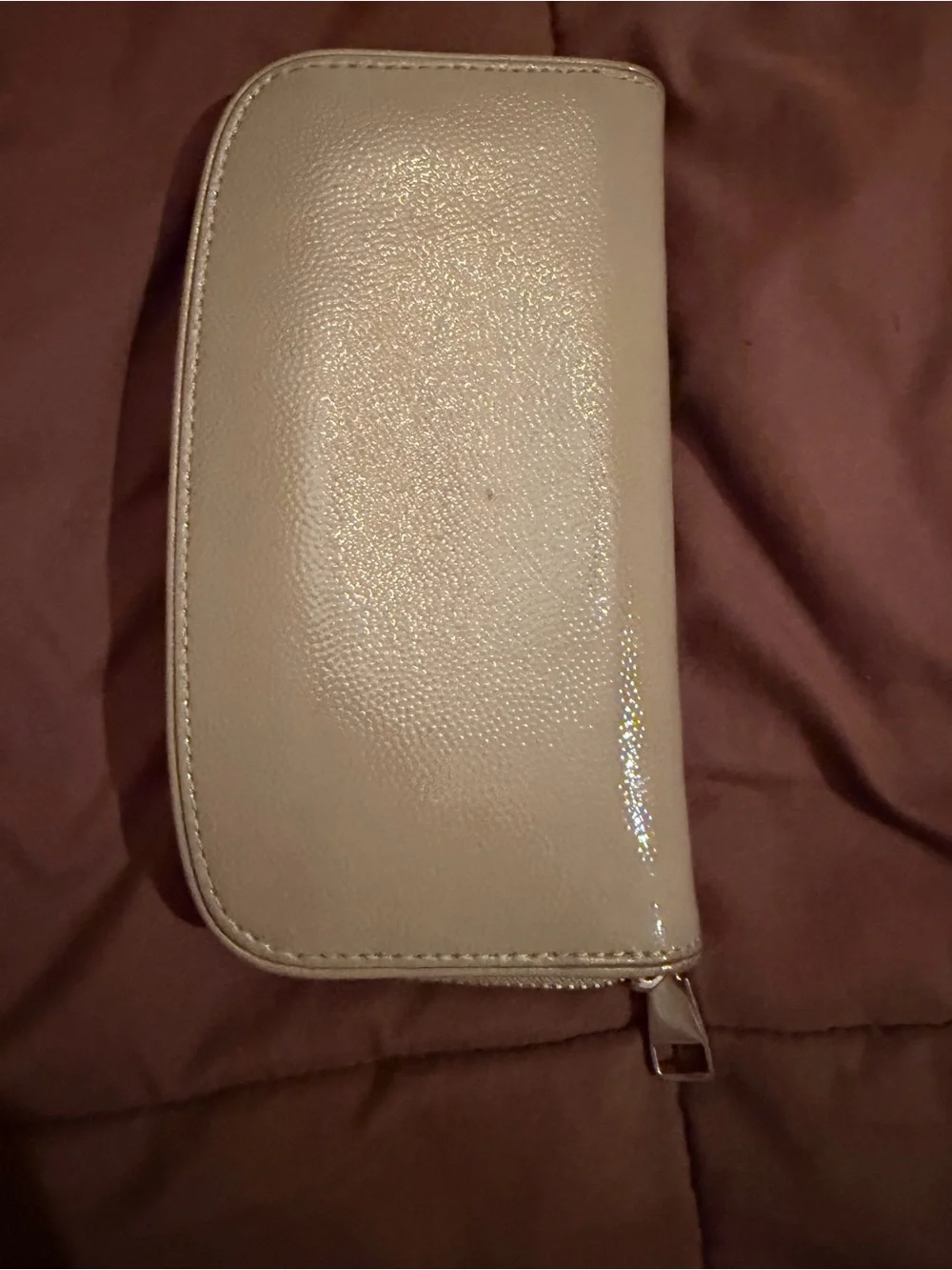 Tory Burch Blush Patent Leather Clutch with Logo